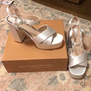 ASOS white satin platform heels